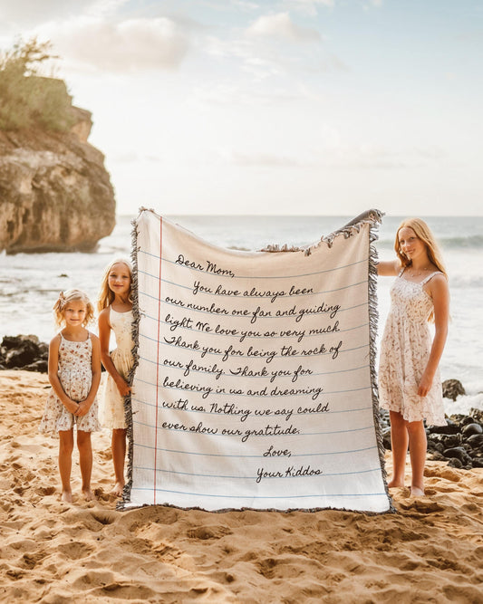 LETTER BLANKET Personalized Gift Love Birthday Gift For Mom Dad Grandma Woven Cotton Anniversary Gift Girlfriend Boyfriend Husband Wife