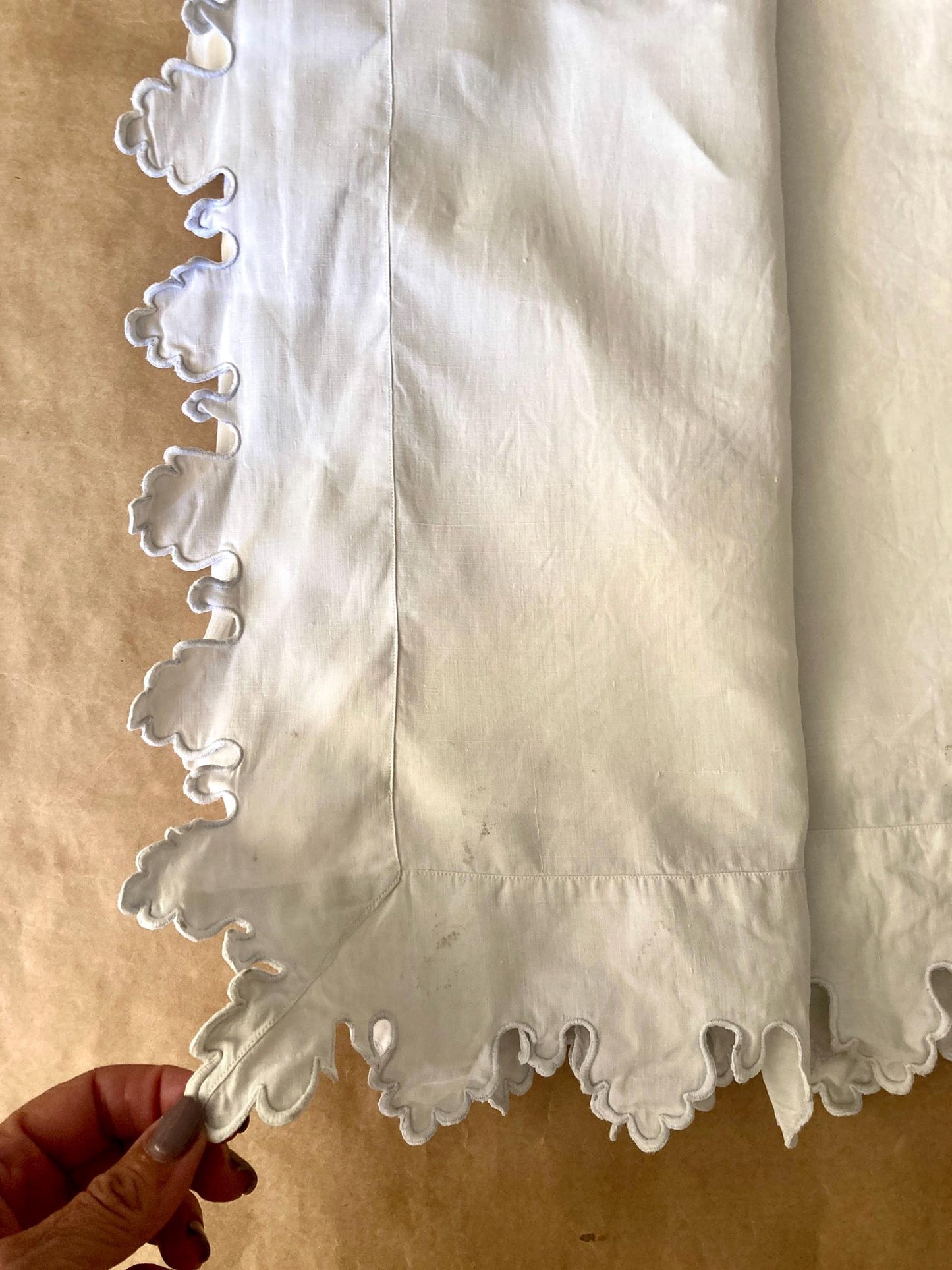 Antique French King Size Linen Bedding Set Hand Embroidered Whitework Richelieu Bridal Trousseau Linen