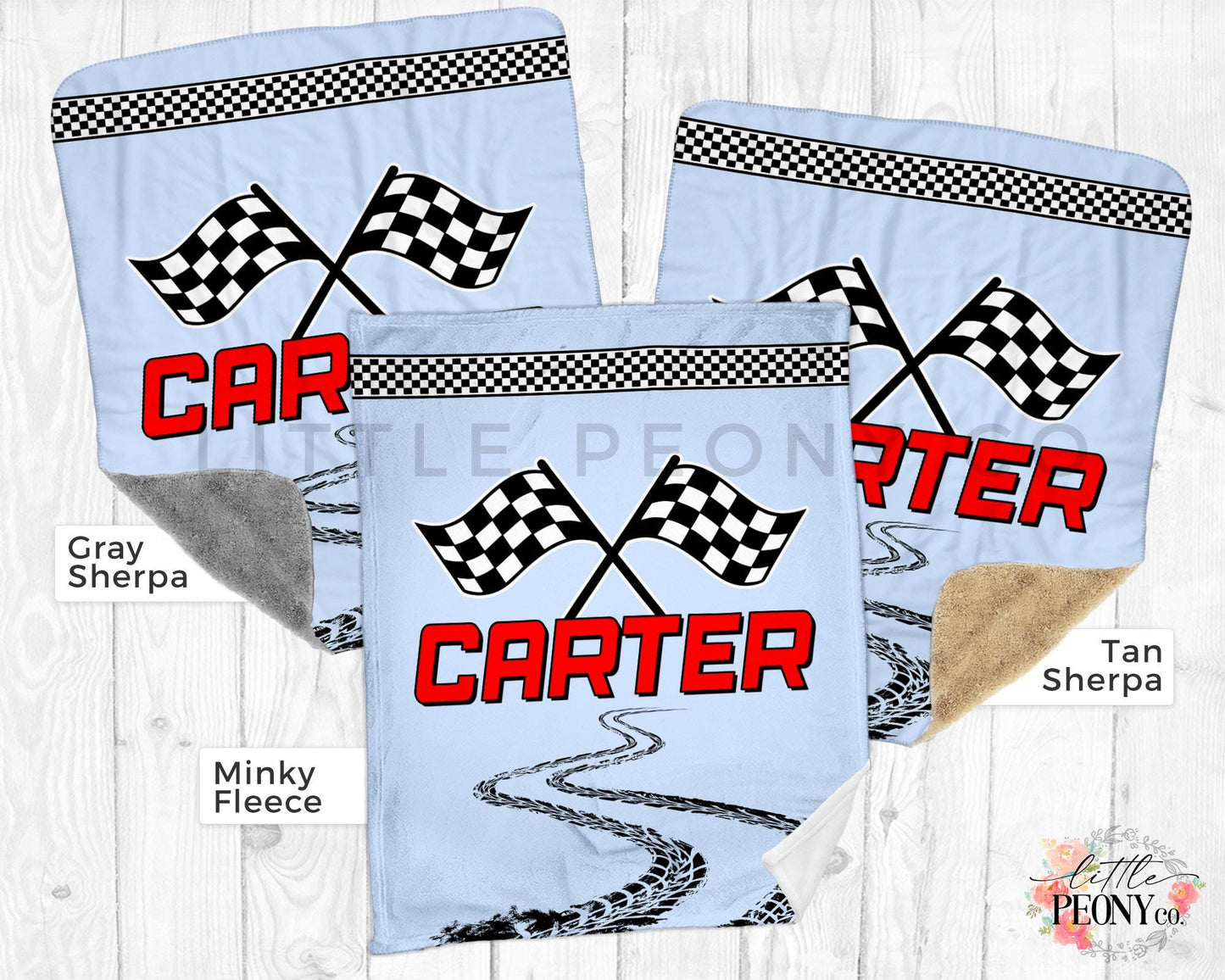 Personalized Race Car Blanket - Racecar Baby Blanket - Custom Checker Flag Racing Blanket - Custom Car Racing Blanket - Race Car Nursery