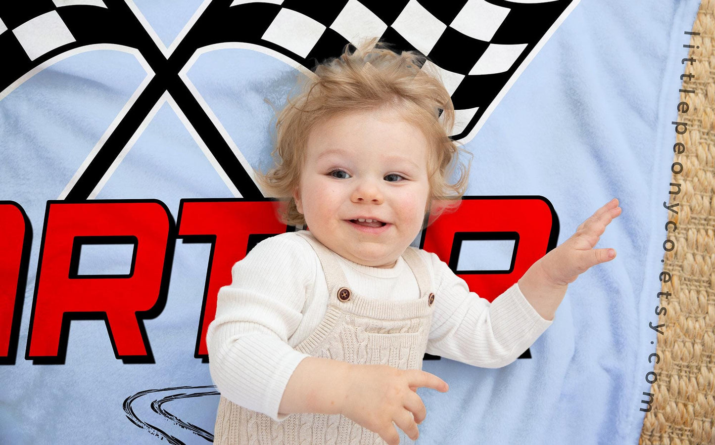 Personalized Race Car Blanket - Racecar Baby Blanket - Custom Checker Flag Racing Blanket - Custom Car Racing Blanket - Race Car Nursery