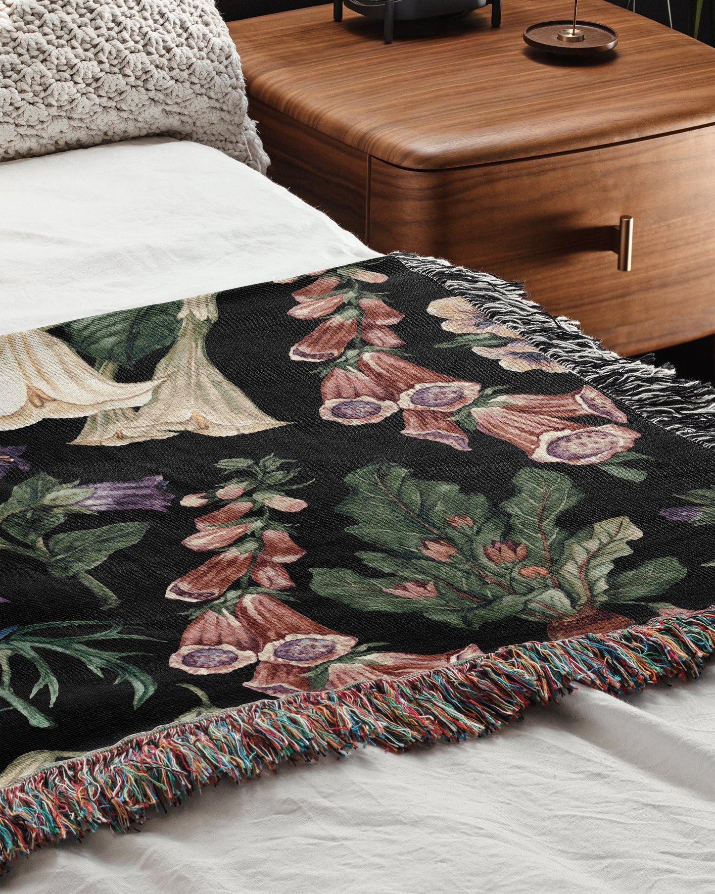 Poison Garden Woven Blanket-Gothic Plants Throw. Herbology Blanket-Belladonna, Datura, Wolfsbane, Mandrake. Halloween Gift