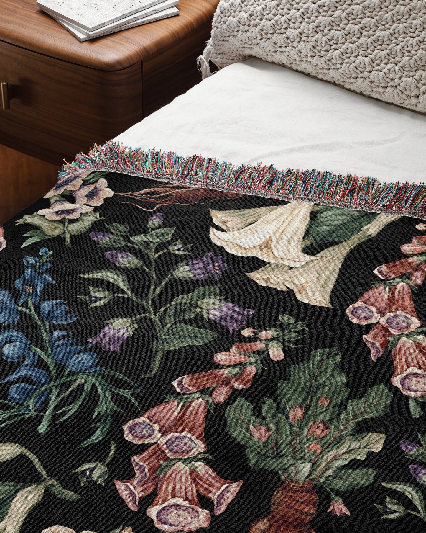Poison Garden Woven Blanket-Gothic Plants Throw. Herbology Blanket-Belladonna, Datura, Wolfsbane, Mandrake. Halloween Gift