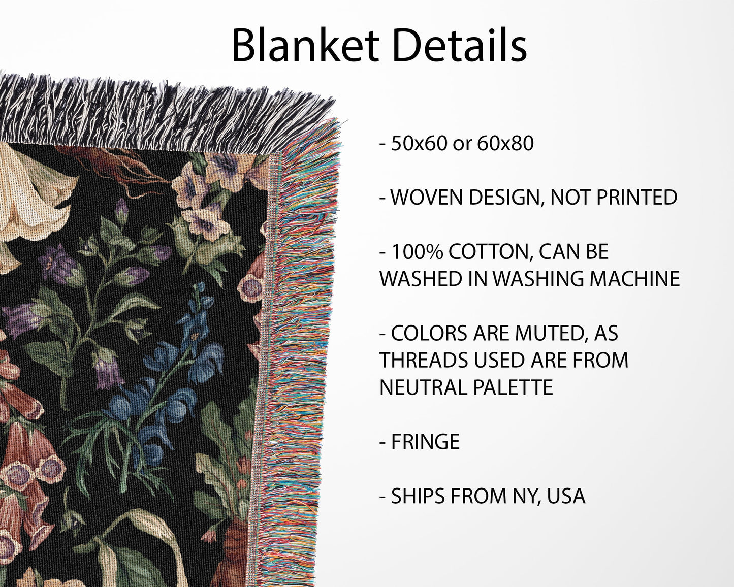 Poison Garden Woven Blanket-Gothic Plants Throw. Herbology Blanket-Belladonna, Datura, Wolfsbane, Mandrake. Halloween Gift