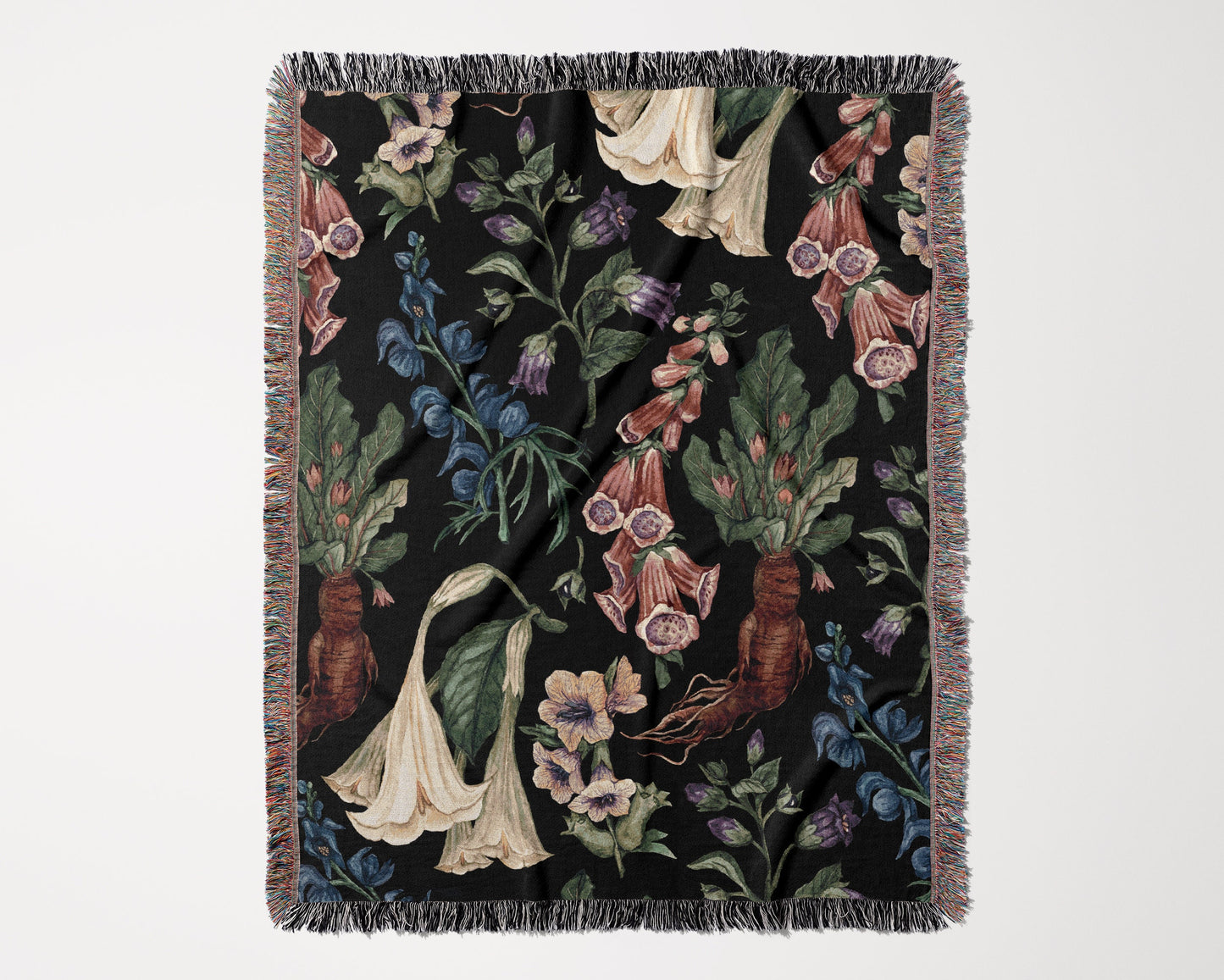 Poison Garden Woven Blanket-Gothic Plants Throw. Herbology Blanket-Belladonna, Datura, Wolfsbane, Mandrake. Halloween Gift