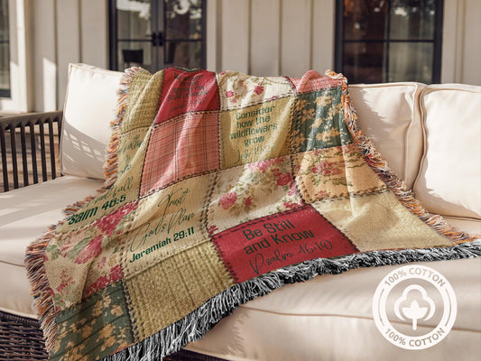 Christianity Gifts For Women, Cozy Bible Verse Scriptural Gifted Woven Blanket, Religious Scripture Art Throw,Christian Home Decore Tapestry