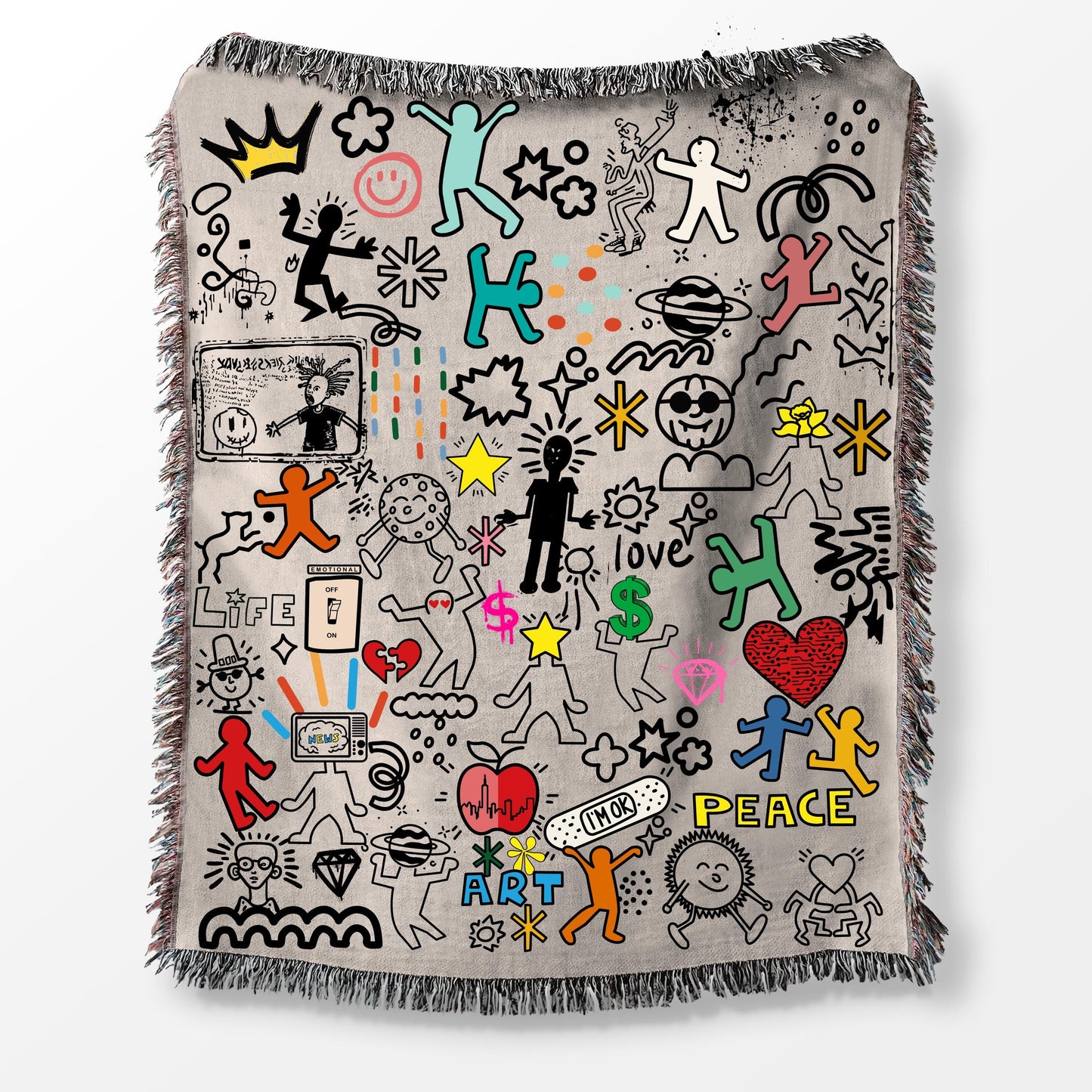 Pop Art Woven Throw Blanket: Pop Art Graffiti Decor