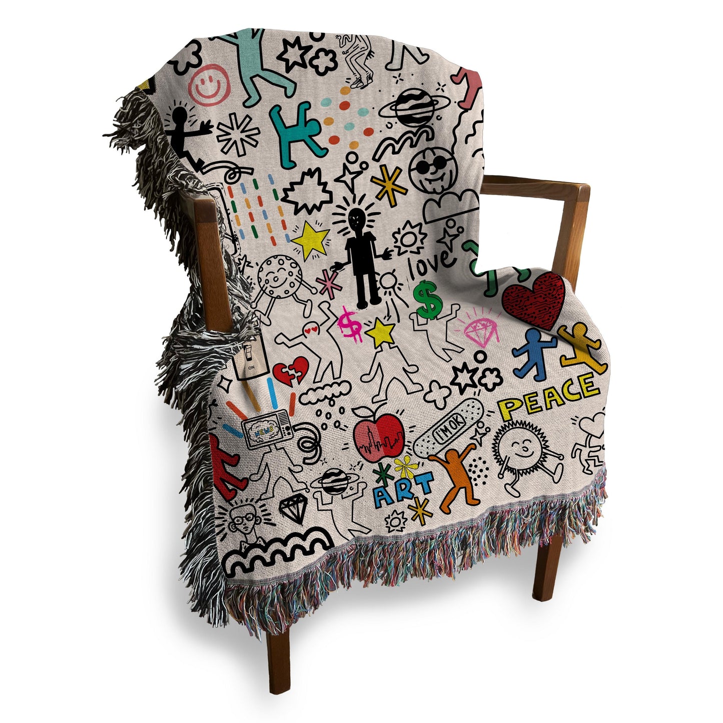 Pop Art Woven Throw Blanket: Pop Art Graffiti Decor