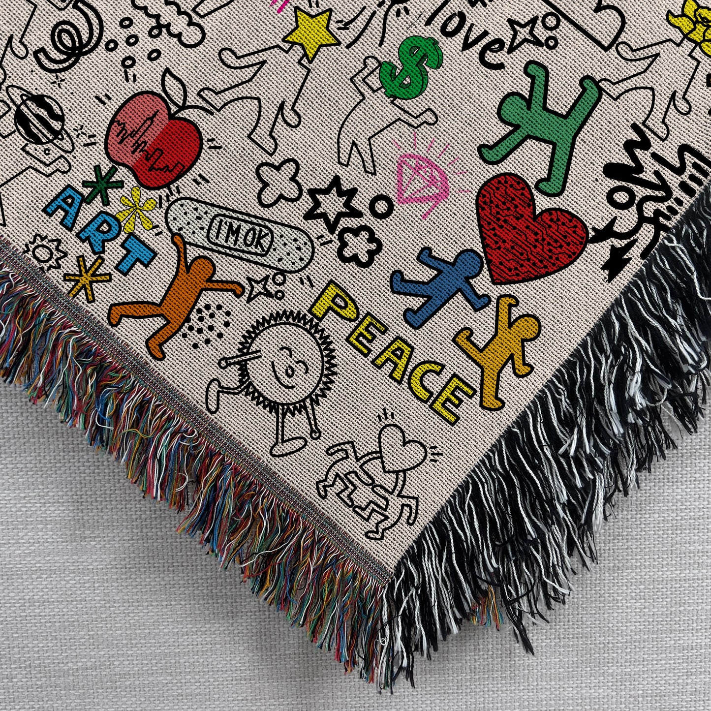 Pop Art Woven Throw Blanket: Pop Art Graffiti Decor