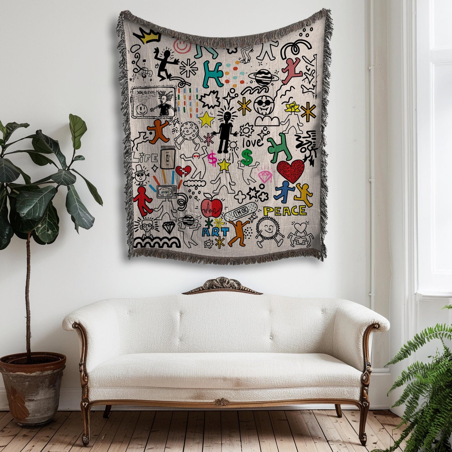 Pop Art Woven Throw Blanket: Pop Art Graffiti Decor