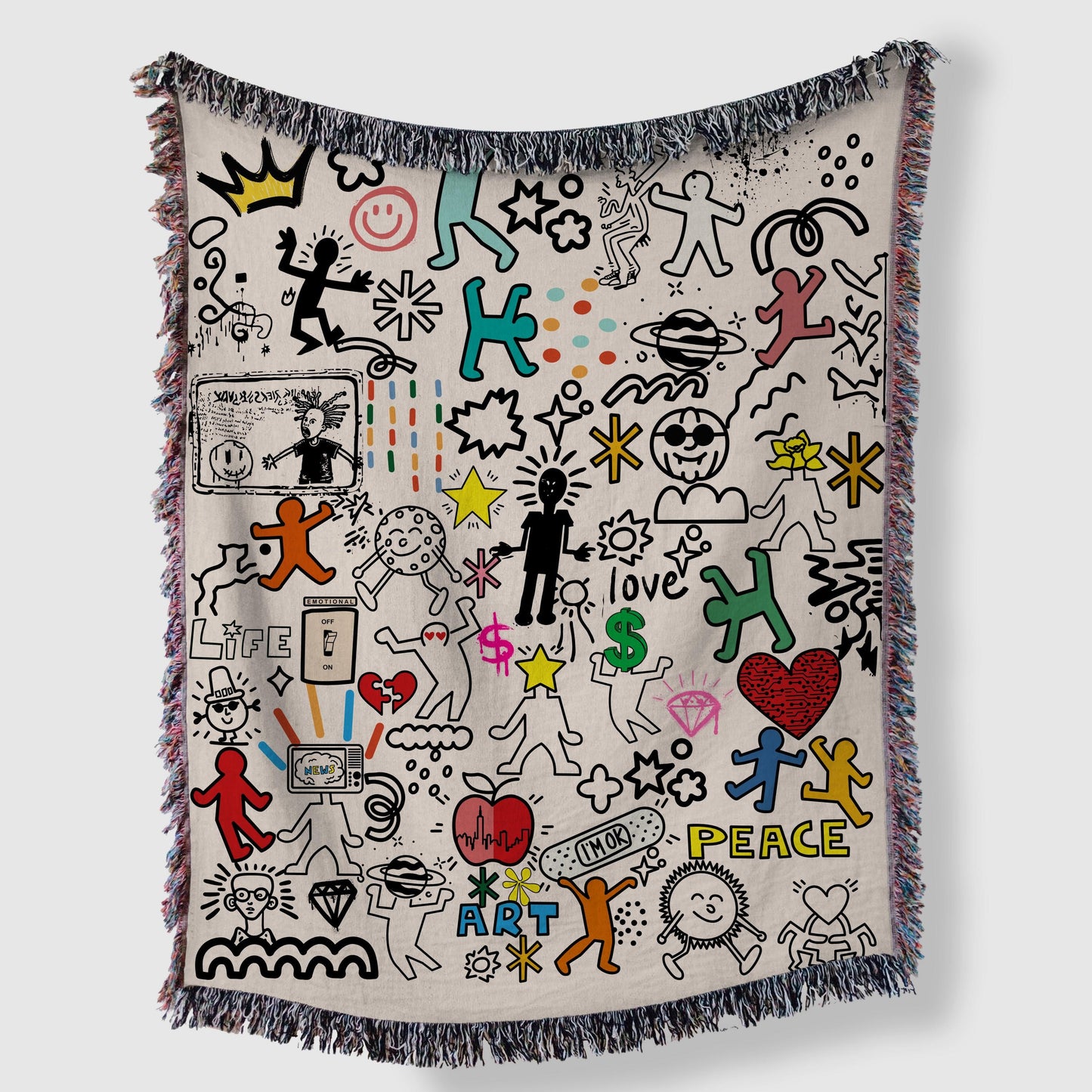 Pop Art Woven Throw Blanket: Pop Art Graffiti Decor
