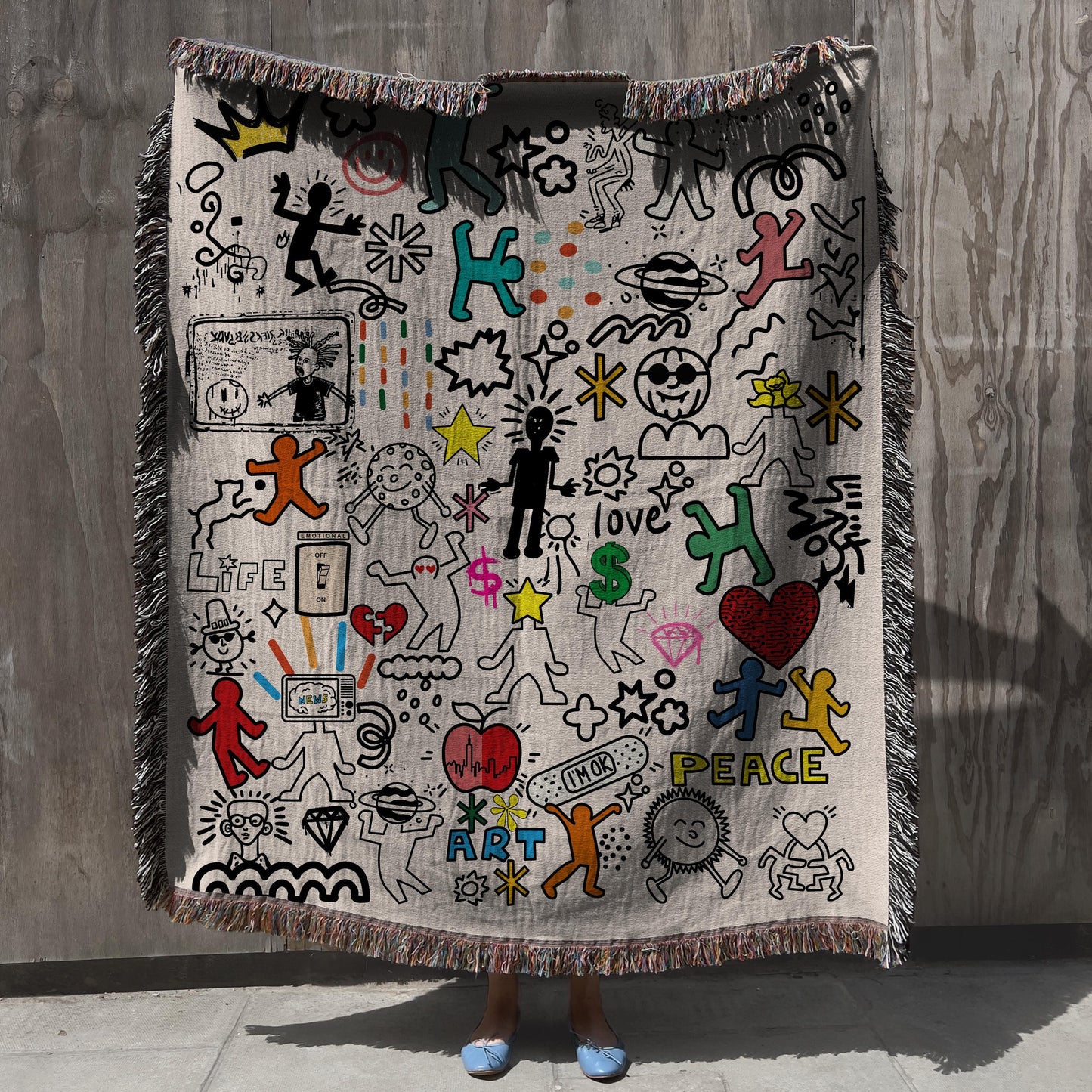 Pop Art Woven Throw Blanket: Pop Art Graffiti Decor