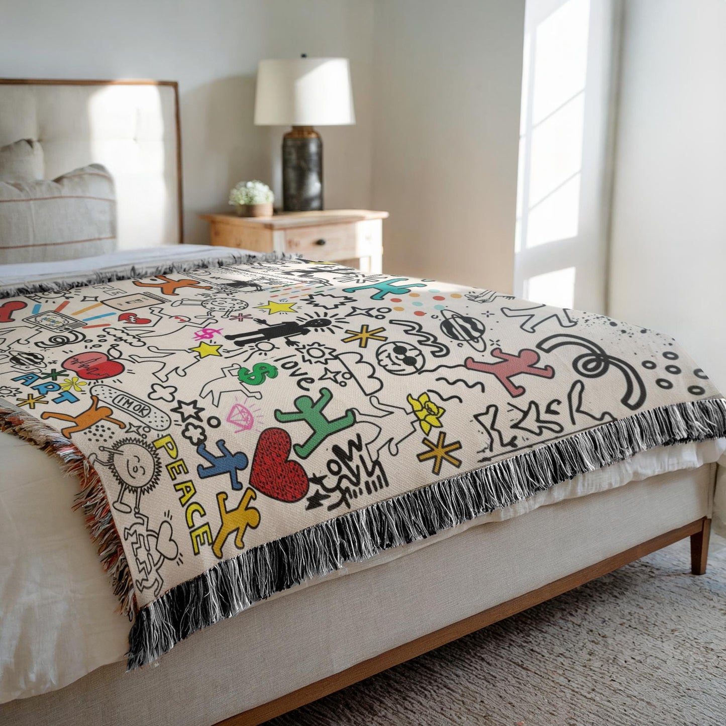 Pop Art Woven Throw Blanket: Pop Art Graffiti Decor