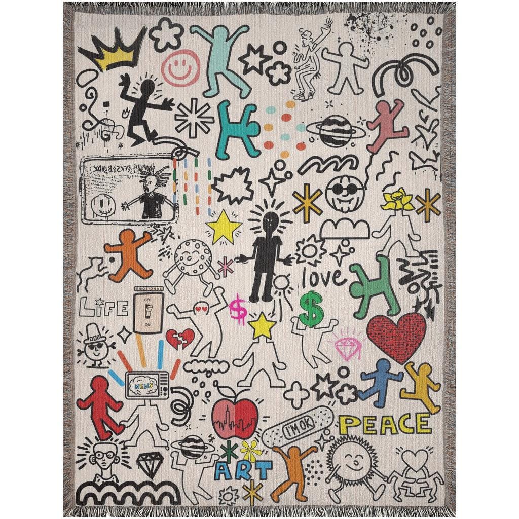 Pop Art Woven Throw Blanket: Pop Art Graffiti Decor