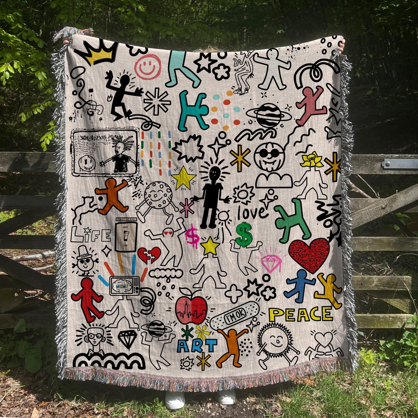 Pop Art Woven Throw Blanket: Pop Art Graffiti Decor
