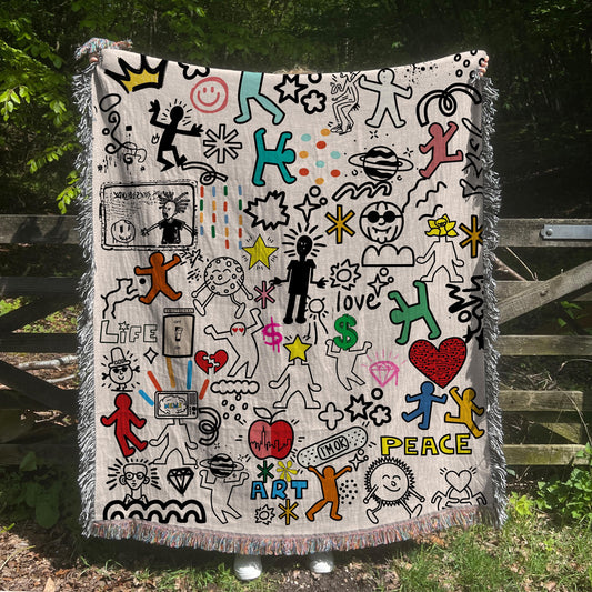 Pop Art Woven Throw Blanket: Pop Art Graffiti Decor