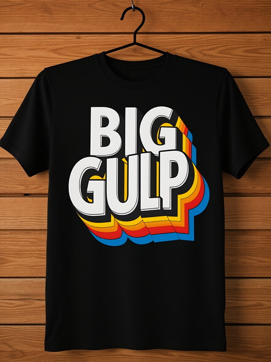 Local1pc RetroBigGulpTShirtMen Cartoon Printed Men'S T-Shirt Comfortable And Stretchable Summer Outdoor Activities Street Style Crewneck Top Casual Pattern T-Shirt Gift Summer Clothing
