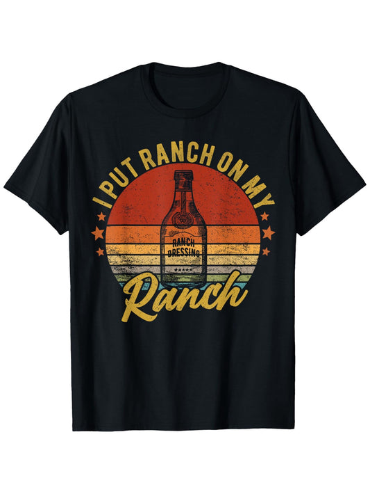 Unisex Vintage "I Put Ranch On My Ranch Dressing" T-Shirt | 100% Cotton | Casual Round Neck | Retro Geometric Bottle Graphic | All-Season Comfort | Machine Washable & Dry Clean Safe | Multi-Size S-XXXL, Everyday Tshirt | Casual Style | Knit Texture